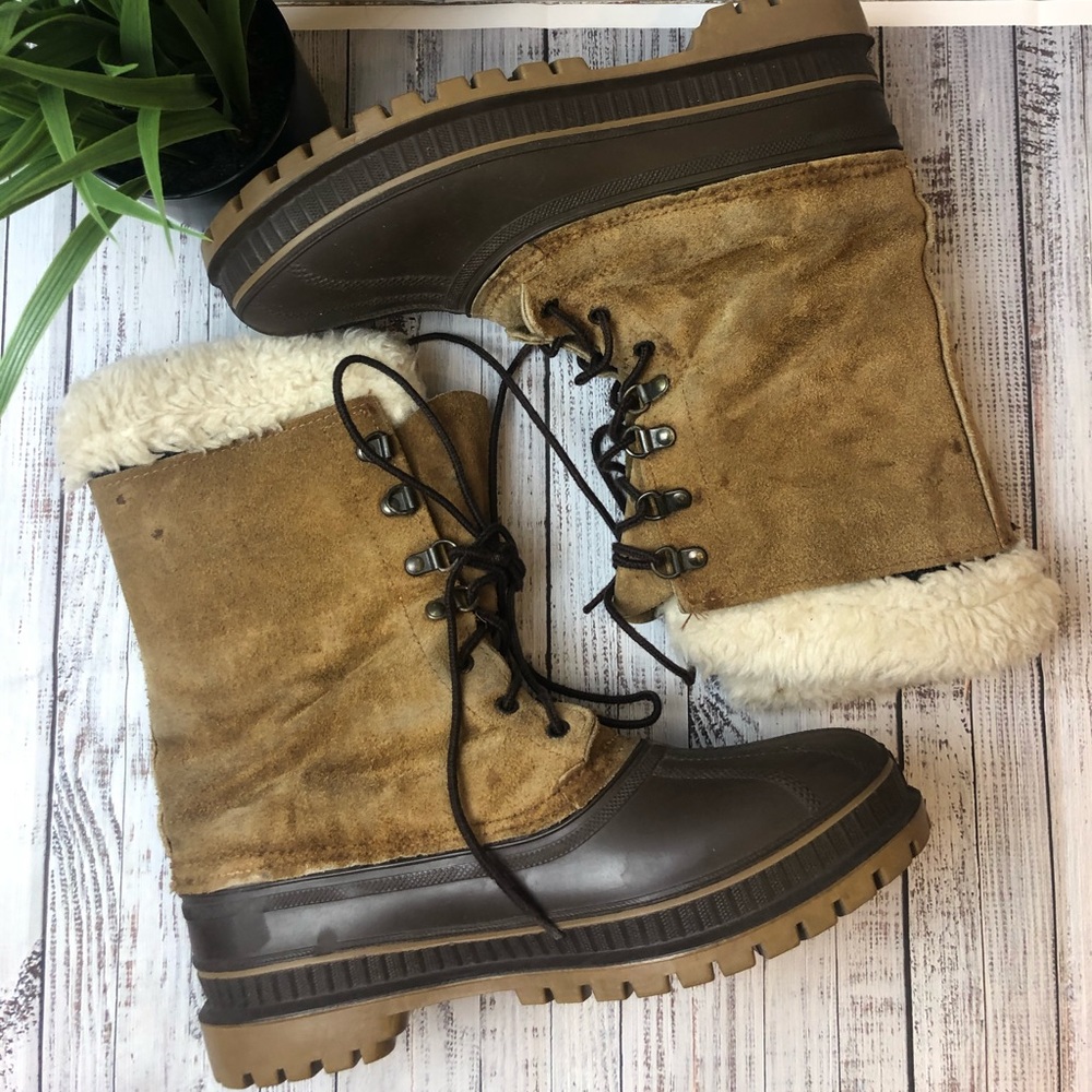 SOREL brown/tan waterproof snow rain duck boots.